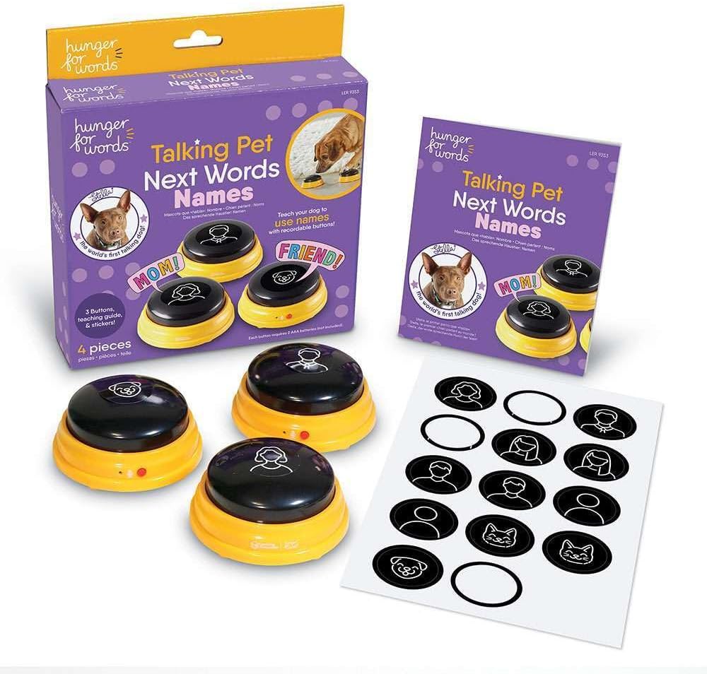 Talking Pet Next Words Names - 3 Piece Set of Recordable Speech Buttons for Dogs, Dog Buttons for Communication