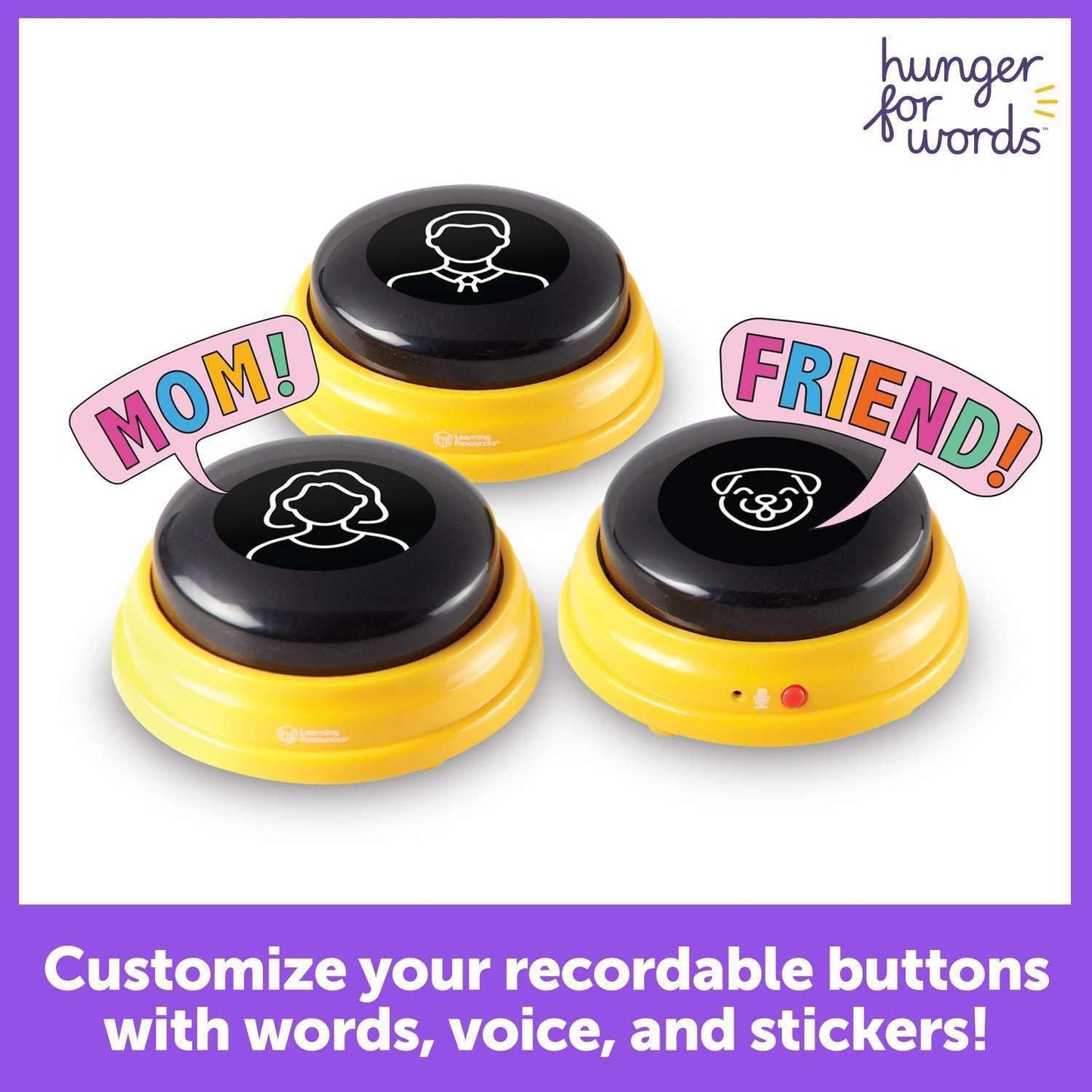 Talking Pet Next Words Names - 3 Piece Set of Recordable Speech Buttons for Dogs, Dog Buttons for Communication